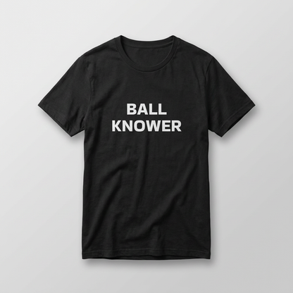Black i know ball t-shirt flat-lay